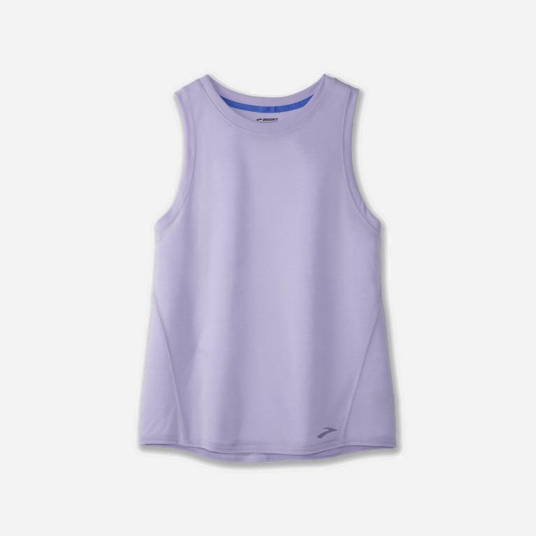 Brooks Distance Womens Running Tank Top - Heather Violet Dash/Black - Philippines (486027CUP)